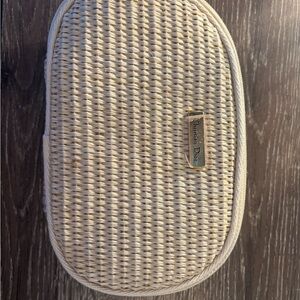 Dior Beige Woven makeup case with Gold Logo